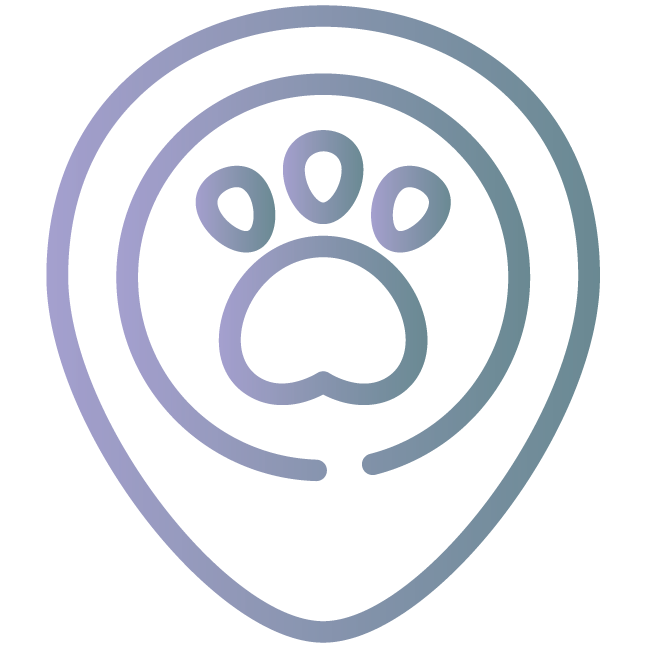Graphic of Location Tag with a Paw in the Middle.